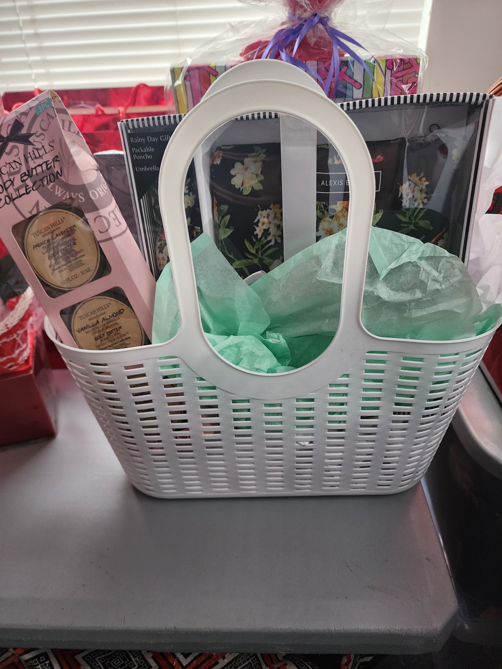 White Woven Tote Basket with Oval Handles
